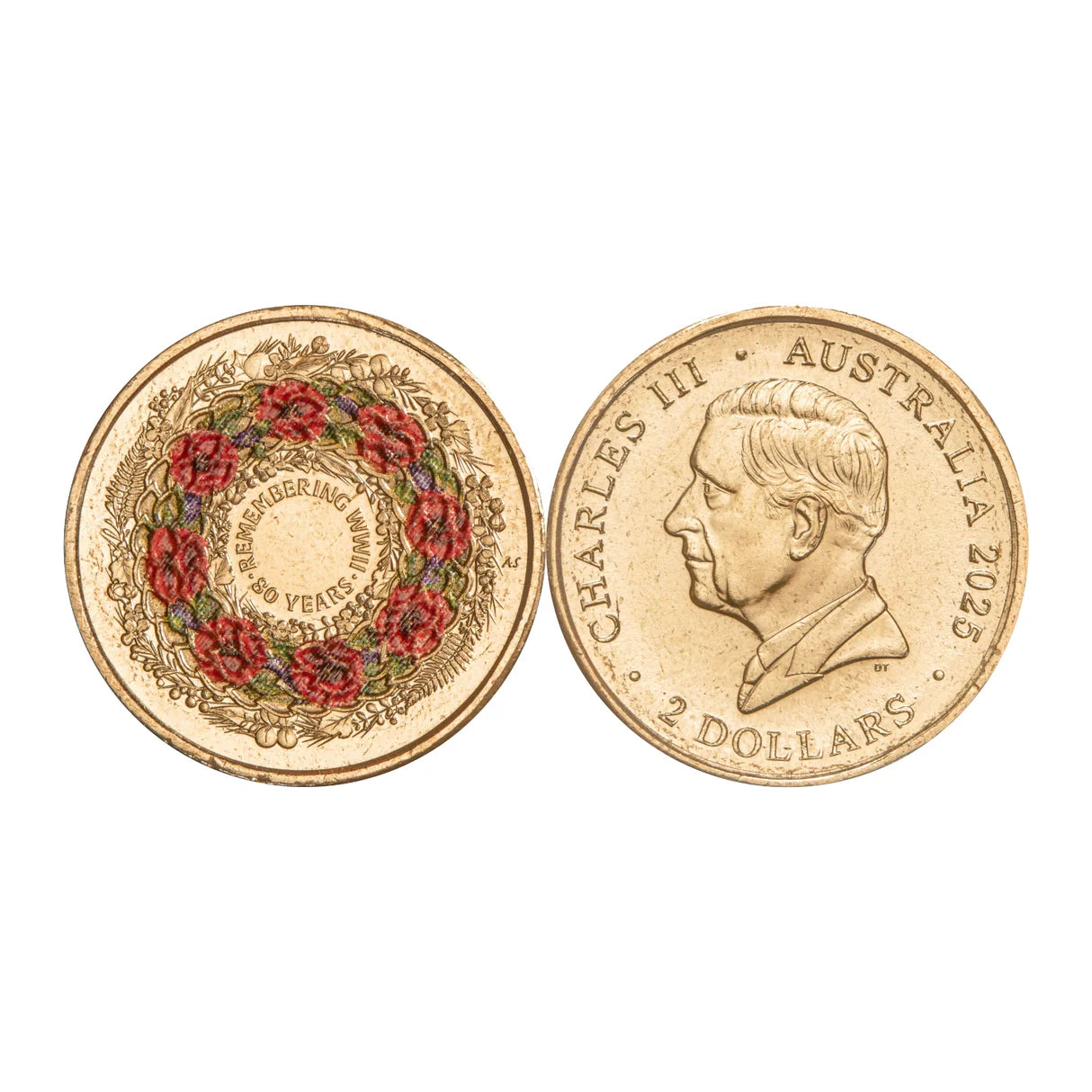 2025 80th Anniversary World War 2 (Poppy Wreath) $2 Coin - In Lighthouse Capsule