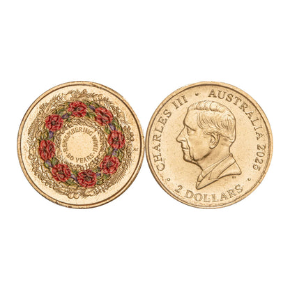 2025 80th Anniversary World War 2 (Poppy Wreath) $2 Coin - In Lighthouse Capsule