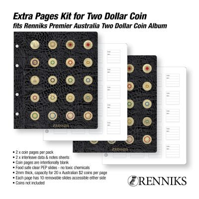 Renniks Premier Australia $2 Coin Album - Extra Pages Kit